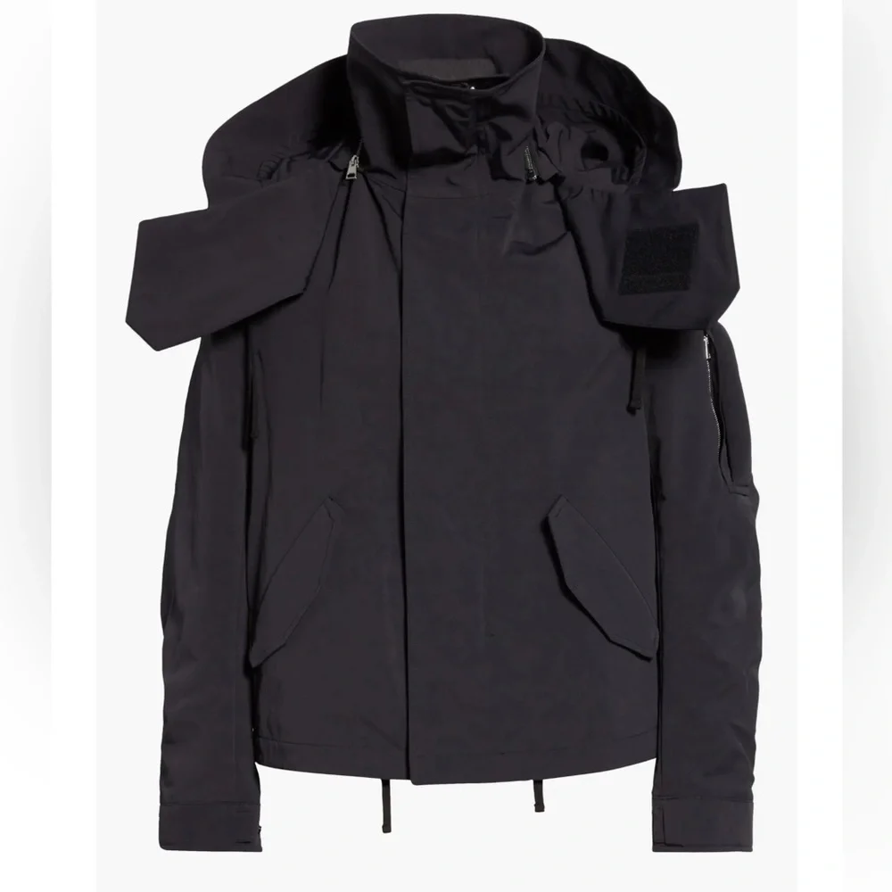 NEW Bottega Veneta Tech Hooded Jacket Black 604461 Pre Spring 2020 Size 48 NWT